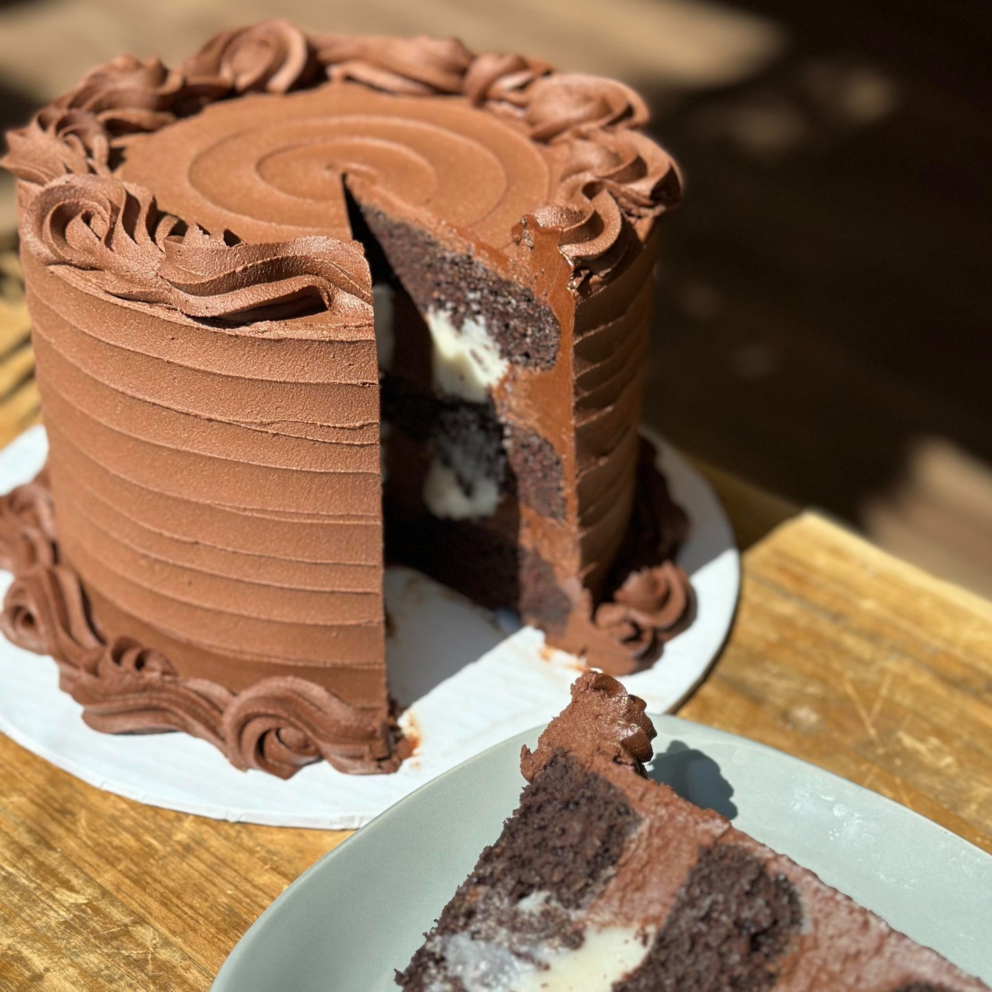 Gluten-Free Nut-Free Vegan Chocolate Boston Cream Cake